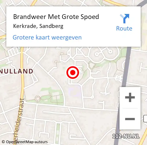 Locatie op kaart van de 112 melding: Brandweer Met Grote Spoed Naar Kerkrade, Sandberg op 24 maart 2023 11:43