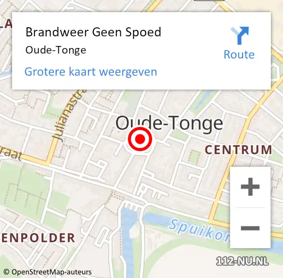 Locatie op kaart van de 112 melding: Brandweer Geen Spoed Naar Oude-Tonge op 24 maart 2023 11:56