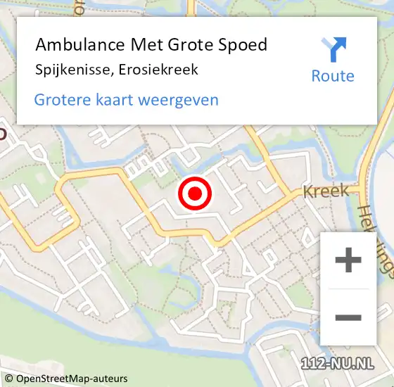 Locatie op kaart van de 112 melding: Ambulance Met Grote Spoed Naar Spijkenisse, Erosiekreek op 24 maart 2023 12:26