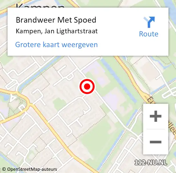 Locatie op kaart van de 112 melding: Brandweer Met Spoed Naar Kampen, Jan Ligthartstraat op 24 maart 2023 12:27