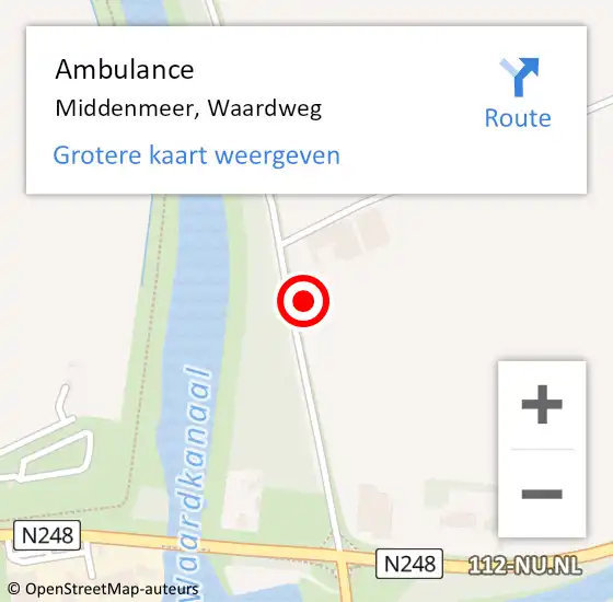 Locatie op kaart van de 112 melding: Ambulance Middenmeer, Waardweg op 24 maart 2023 12:43