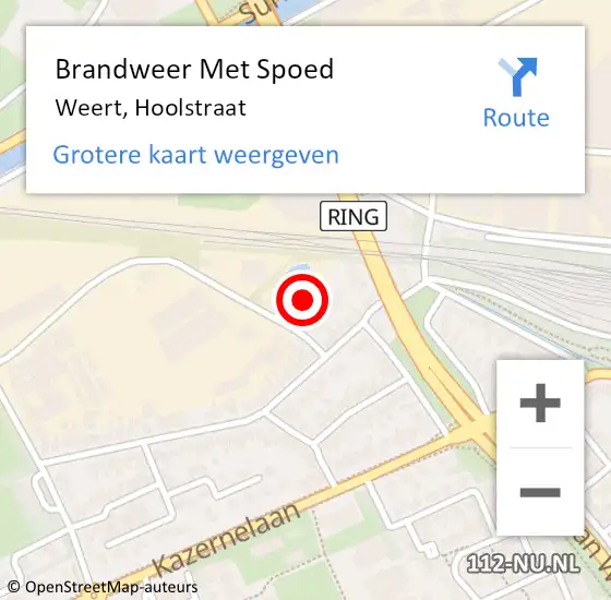 Locatie op kaart van de 112 melding: Brandweer Met Spoed Naar Weert, Hoolstraat op 24 maart 2023 13:01