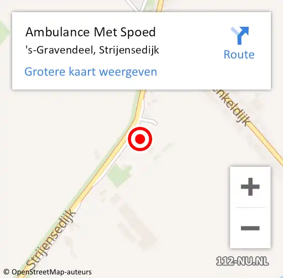 Locatie op kaart van de 112 melding: Ambulance Met Spoed Naar 's-Gravendeel, Strijensedijk op 24 maart 2023 13:06