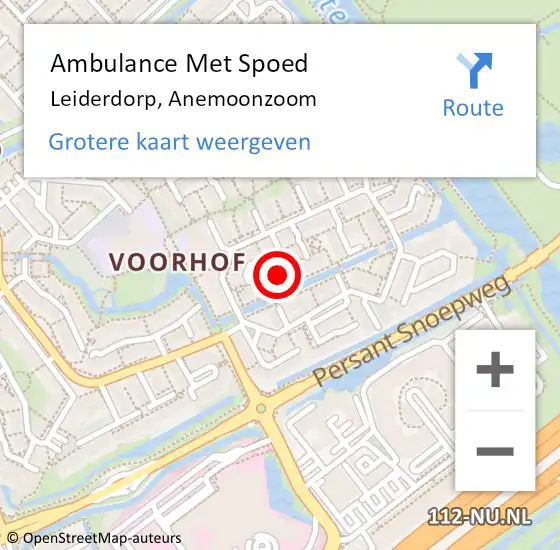 Locatie op kaart van de 112 melding: Ambulance Met Spoed Naar Leiderdorp, Anemoonzoom op 24 maart 2023 13:11