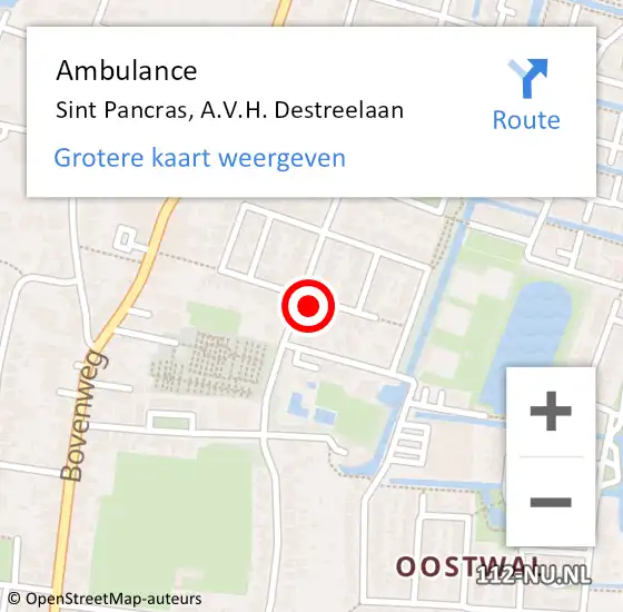 Locatie op kaart van de 112 melding: Ambulance Sint Pancras, A.V.H. Destreelaan op 24 maart 2023 13:28