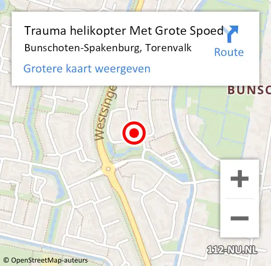 Locatie op kaart van de 112 melding: Trauma helikopter Met Grote Spoed Naar Bunschoten-Spakenburg, Torenvalk op 24 maart 2023 13:31