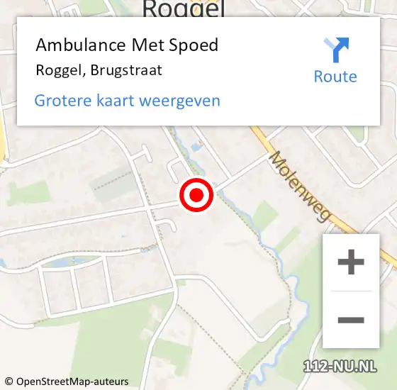 Locatie op kaart van de 112 melding: Ambulance Met Spoed Naar Roggel, Brugstraat op 24 maart 2023 13:38