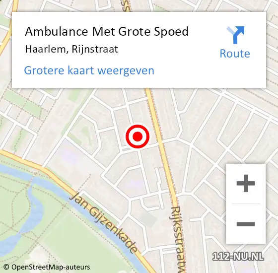 Locatie op kaart van de 112 melding: Ambulance Met Grote Spoed Naar Haarlem, Rijnstraat op 24 maart 2023 13:48