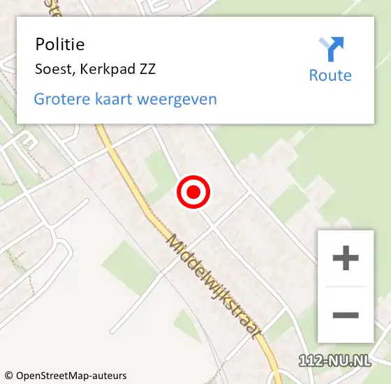 Locatie op kaart van de 112 melding: Politie Soest, Kerkpad ZZ op 24 maart 2023 13:51