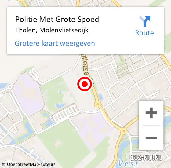 Locatie op kaart van de 112 melding: Politie Met Grote Spoed Naar Tholen, Molenvlietsedijk op 24 maart 2023 14:12