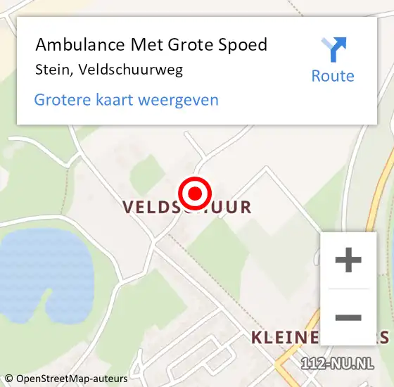 Locatie op kaart van de 112 melding: Ambulance Met Grote Spoed Naar Stein, Veldschuurweg op 20 augustus 2014 01:57