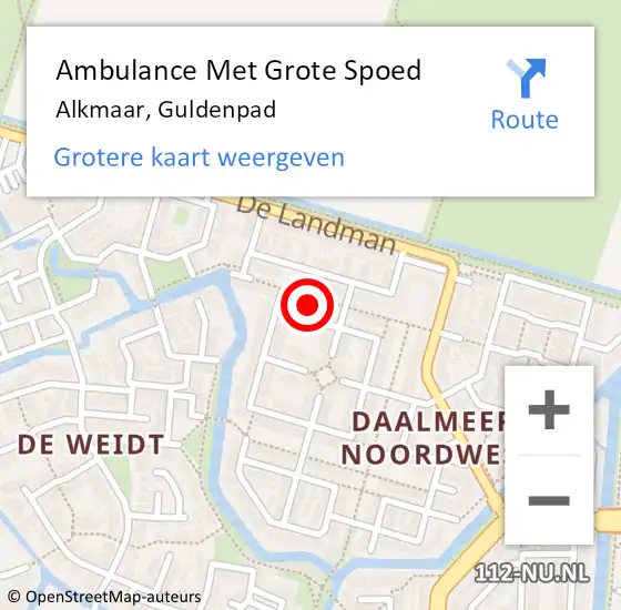 Locatie op kaart van de 112 melding: Ambulance Met Grote Spoed Naar Alkmaar, Guldenpad op 24 maart 2023 14:31