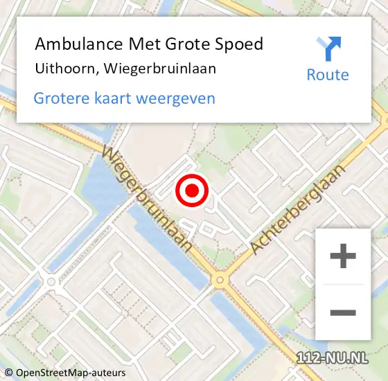 Locatie op kaart van de 112 melding: Ambulance Met Grote Spoed Naar Uithoorn, Wiegerbruinlaan op 24 maart 2023 14:34