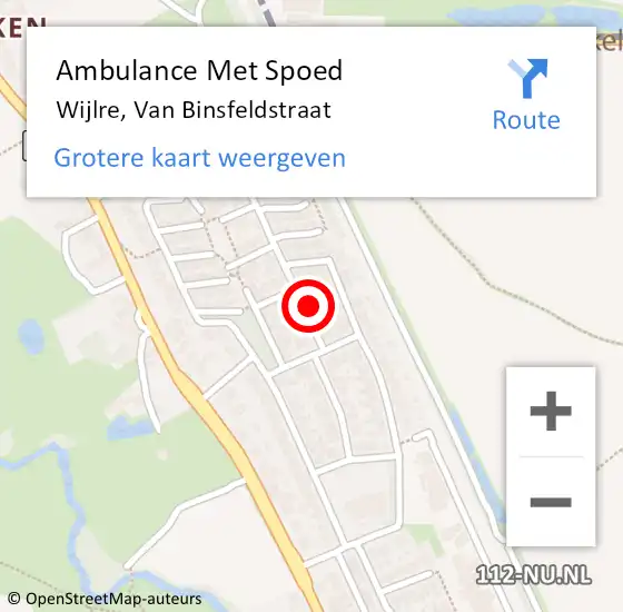 Locatie op kaart van de 112 melding: Ambulance Met Spoed Naar Wijlre, Van Binsfeldstraat op 20 augustus 2014 02:03