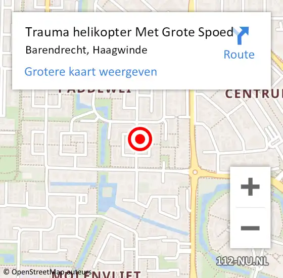 Locatie op kaart van de 112 melding: Trauma helikopter Met Grote Spoed Naar Barendrecht, Haagwinde op 24 maart 2023 14:41