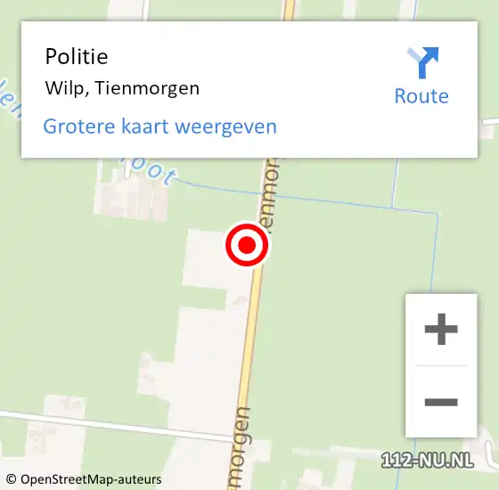 Locatie op kaart van de 112 melding: Politie Wilp, Tienmorgen op 24 maart 2023 14:54