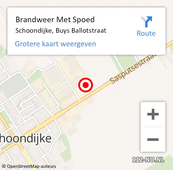 Locatie op kaart van de 112 melding: Brandweer Met Spoed Naar Schoondijke, Buys Ballotstraat op 24 maart 2023 14:55