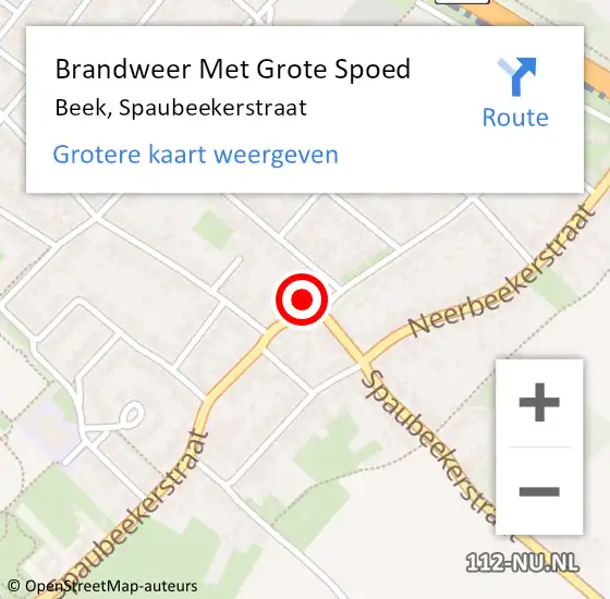 Locatie op kaart van de 112 melding: Brandweer Met Grote Spoed Naar Beek, Spaubeekerstraat op 24 maart 2023 15:05