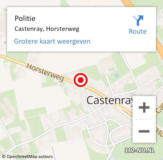 Locatie op kaart van de 112 melding: Politie Castenray, Horsterweg op 24 maart 2023 15:08