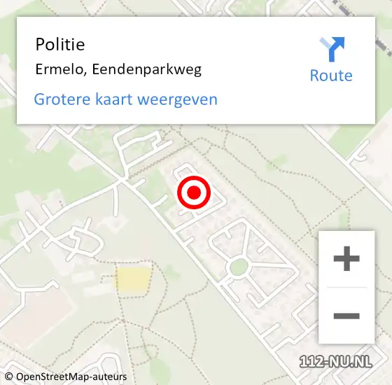 Locatie op kaart van de 112 melding: Politie Ermelo, Eendenparkweg op 24 maart 2023 15:10