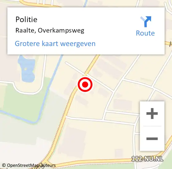 Locatie op kaart van de 112 melding: Politie Raalte, Overkampsweg op 24 maart 2023 15:26