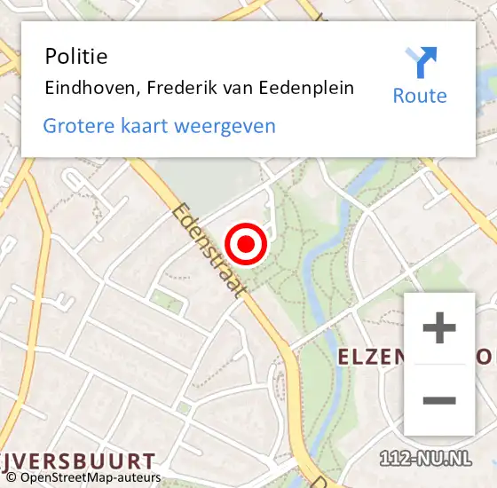 Locatie op kaart van de 112 melding: Politie Eindhoven, Frederik van Eedenplein op 24 maart 2023 15:45