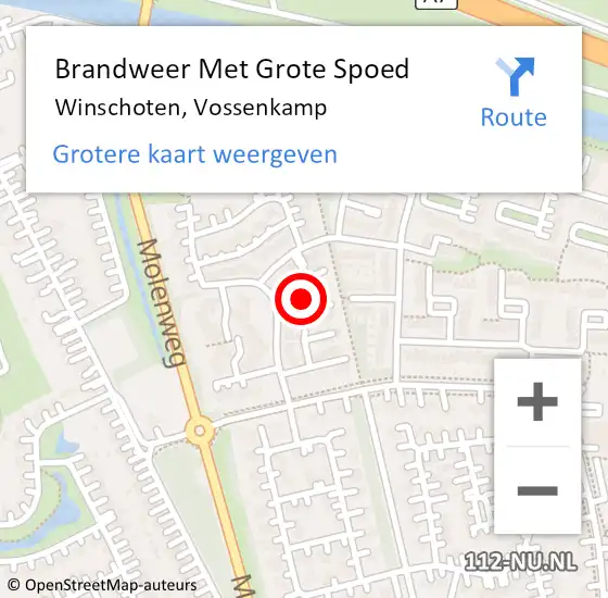 Locatie op kaart van de 112 melding: Brandweer Met Grote Spoed Naar Winschoten, Vossenkamp op 24 maart 2023 15:50