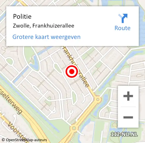 Locatie op kaart van de 112 melding: Politie Zwolle, Frankhuizerallee op 24 maart 2023 15:52