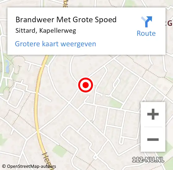 Locatie op kaart van de 112 melding: Brandweer Met Grote Spoed Naar Sittard, Kapellerweg op 24 maart 2023 15:53