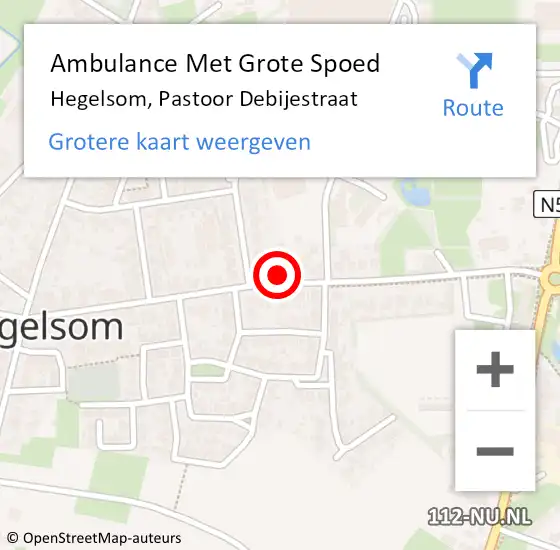 Locatie op kaart van de 112 melding: Ambulance Met Grote Spoed Naar Hegelsom, Pastoor Debijestraat op 20 augustus 2014 02:44