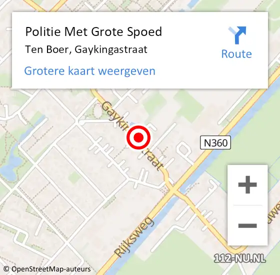 Locatie op kaart van de 112 melding: Politie Met Grote Spoed Naar Ten Boer, Gaykingastraat op 24 maart 2023 16:25