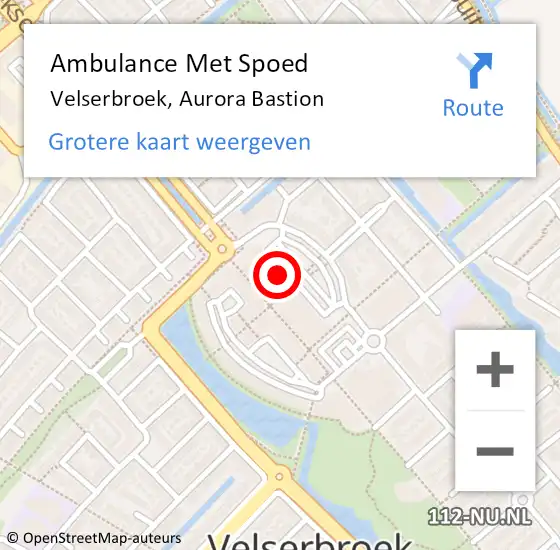 Locatie op kaart van de 112 melding: Ambulance Met Spoed Naar Velserbroek, Aurora Bastion op 24 maart 2023 16:55