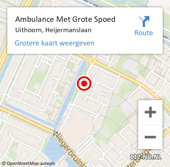 Locatie op kaart van de 112 melding: Ambulance Met Grote Spoed Naar Uithoorn, Heijermanslaan op 24 maart 2023 16:57