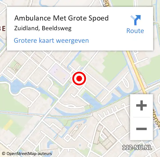 Locatie op kaart van de 112 melding: Ambulance Met Grote Spoed Naar Zuidland, Beeldsweg op 24 maart 2023 17:09