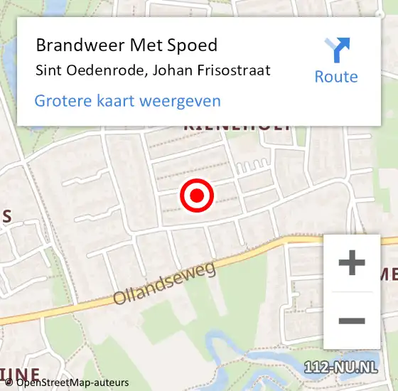 Locatie op kaart van de 112 melding: Brandweer Met Spoed Naar Sint Oedenrode, Johan Frisostraat op 24 maart 2023 17:38