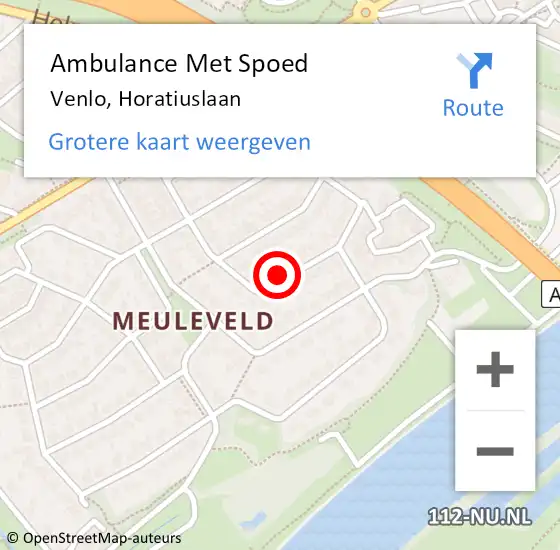 Locatie op kaart van de 112 melding: Ambulance Met Spoed Naar Venlo, Horatiuslaan op 20 augustus 2014 03:33