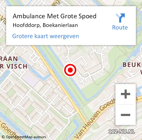 Locatie op kaart van de 112 melding: Ambulance Met Grote Spoed Naar Hoofddorp, Boekanierlaan op 24 maart 2023 17:51