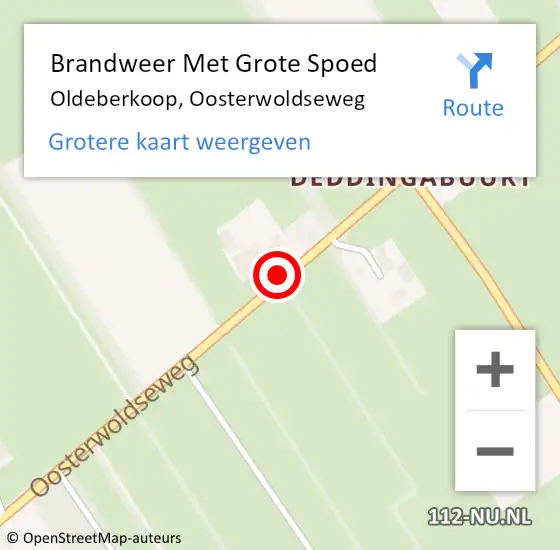 Locatie op kaart van de 112 melding: Brandweer Met Grote Spoed Naar Oldeberkoop, Oosterwoldseweg op 20 augustus 2014 03:54