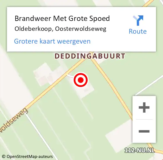 Locatie op kaart van de 112 melding: Brandweer Met Grote Spoed Naar Oldeberkoop, Oosterwoldseweg op 20 augustus 2014 03:56