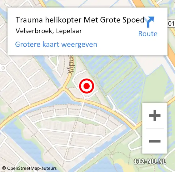 Locatie op kaart van de 112 melding: Trauma helikopter Met Grote Spoed Naar Velserbroek, Lepelaar op 24 maart 2023 19:00