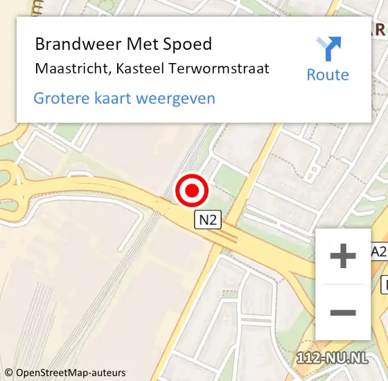 Locatie op kaart van de 112 melding: Brandweer Met Spoed Naar Maastricht, Kasteel Terwormstraat op 24 maart 2023 19:00