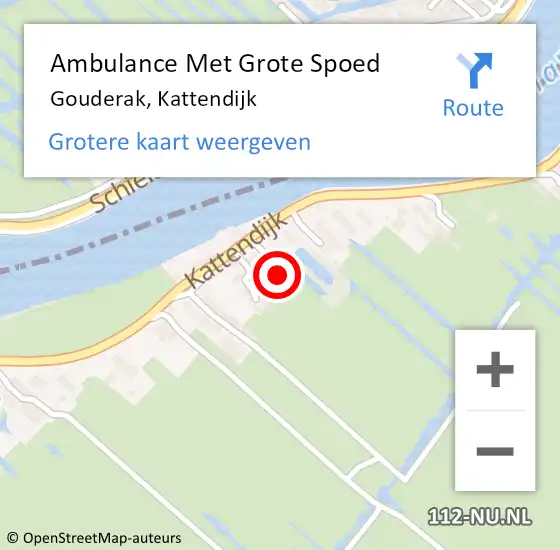 Locatie op kaart van de 112 melding: Ambulance Met Grote Spoed Naar Gouderak, Kattendijk op 24 maart 2023 19:06