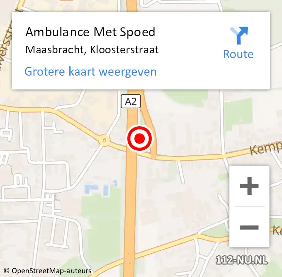 Locatie op kaart van de 112 melding: Ambulance Met Spoed Naar Maasbracht, Kloosterstraat op 24 maart 2023 19:09