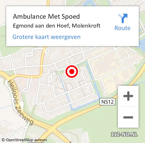 Locatie op kaart van de 112 melding: Ambulance Met Spoed Naar Egmond aan den Hoef, Molenkroft op 24 maart 2023 19:11