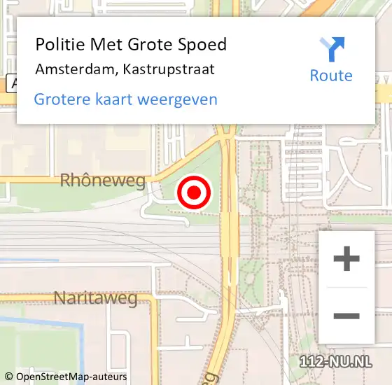 Locatie op kaart van de 112 melding: Politie Met Grote Spoed Naar Amsterdam, Kastrupstraat op 24 maart 2023 19:12