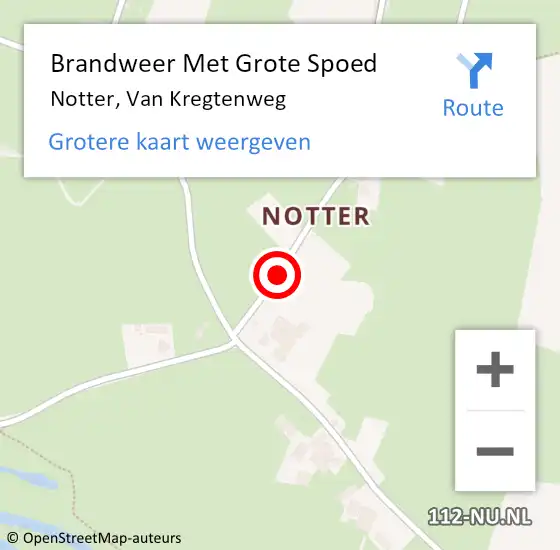 Locatie op kaart van de 112 melding: Brandweer Met Grote Spoed Naar Notter, Van Kregtenweg op 12 oktober 2013 00:58