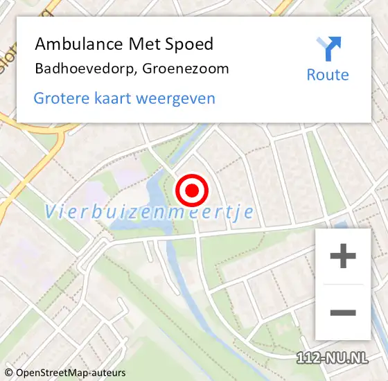 Locatie op kaart van de 112 melding: Ambulance Met Spoed Naar Badhoevedorp, Groenezoom op 24 maart 2023 19:27