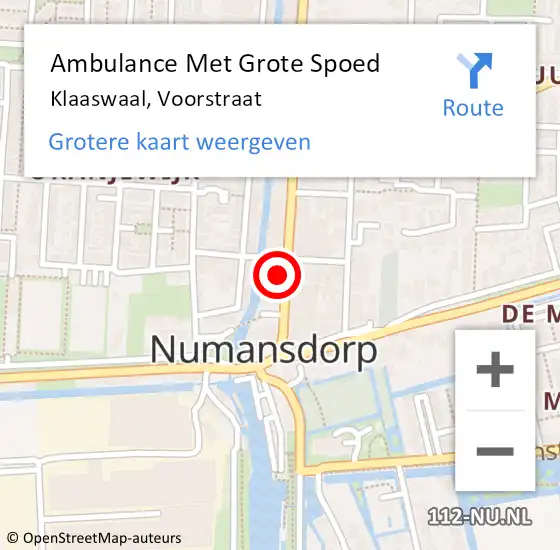 Locatie op kaart van de 112 melding: Ambulance Met Grote Spoed Naar Klaaswaal, Voorstraat op 24 maart 2023 19:39