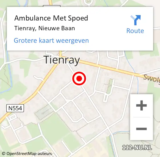 Locatie op kaart van de 112 melding: Ambulance Met Spoed Naar Tienray, Nieuwe Baan op 20 augustus 2014 04:24