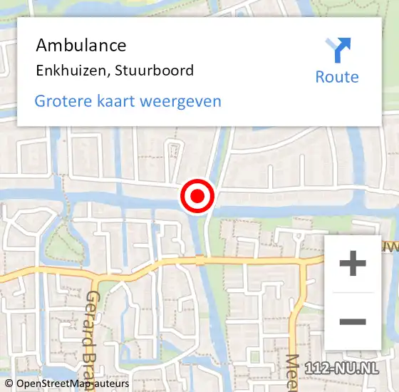 Locatie op kaart van de 112 melding: Ambulance Enkhuizen, Stuurboord op 24 maart 2023 20:06